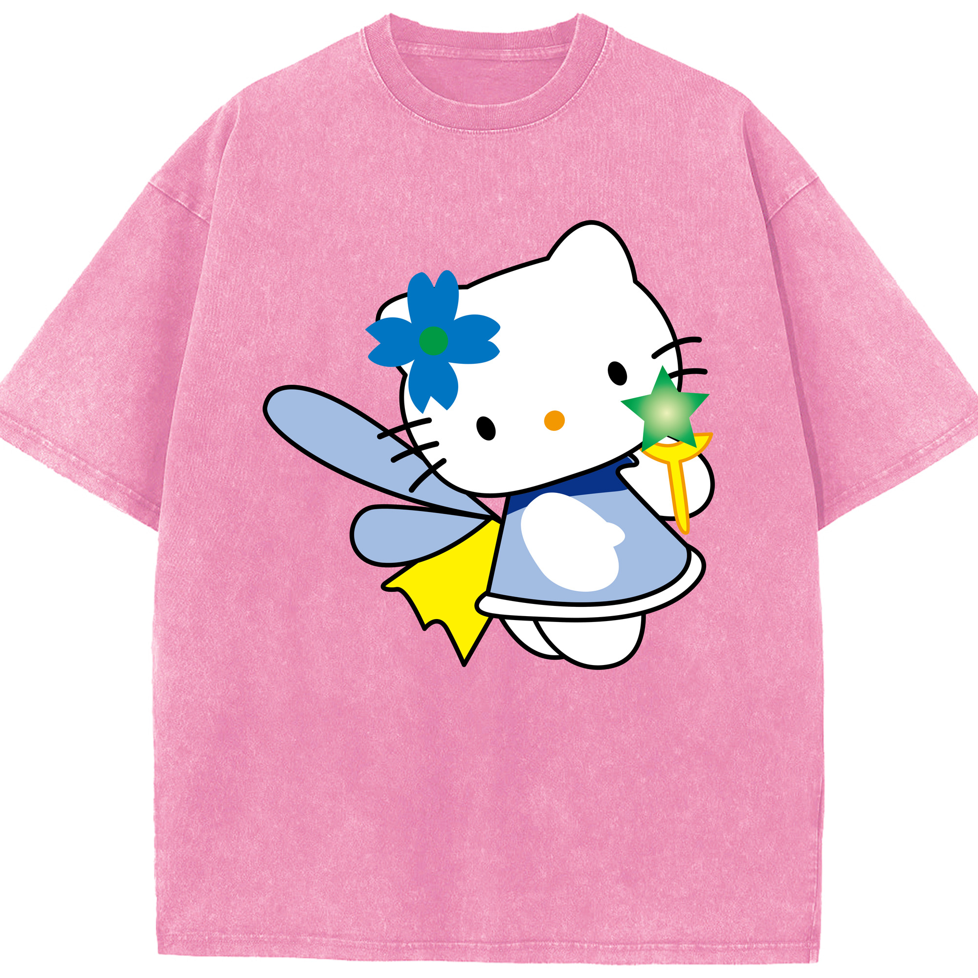 （画像用） Hello Kitty ハローキティ 綿100% ヴィンテージ風 半袖Tシャツ（フロントプリント）